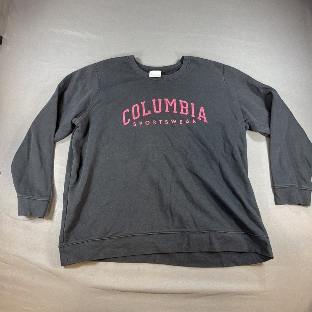Columbia Women's Trek Graphic Crew Sweatshirt 2X Black Pink Logo Fleece